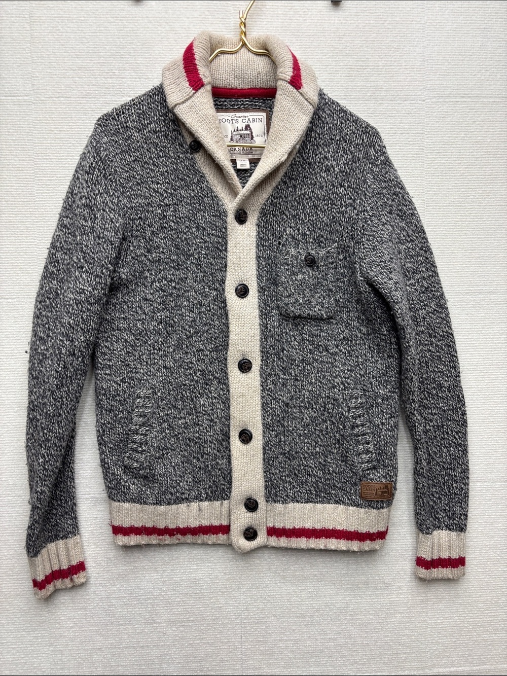 Roots Cabin | Shawl Collar Button-Up Men's Sweater - cardigan medium